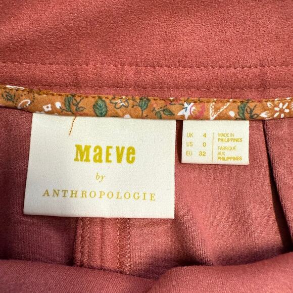 Anthropologie Skirt by Maeve Marston Ruffled Wrap Suede Mauve Pink Size 0 XS - Picture 7 of 9